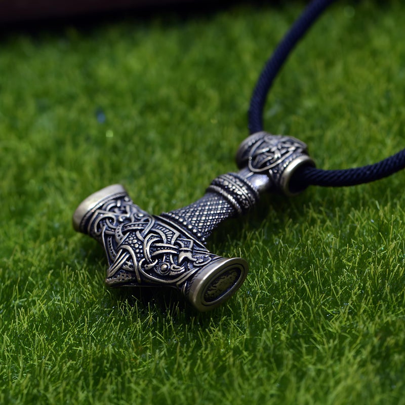 LANGHONG Thor Hammer Necklace â€“ Viking Necklace For Men, Norse Mythology Amulet Jewelry (Antique Bronze) - Image 5